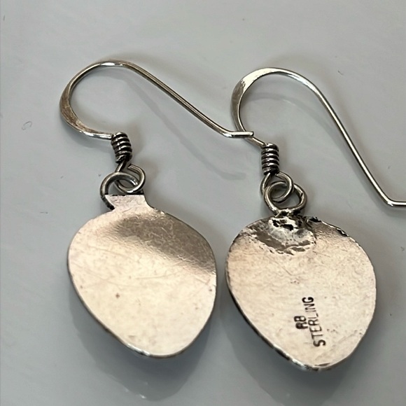 Richard Begay RB Native American  Sterling Coral Dangle southwestern Earrings - Picture 4 of 9